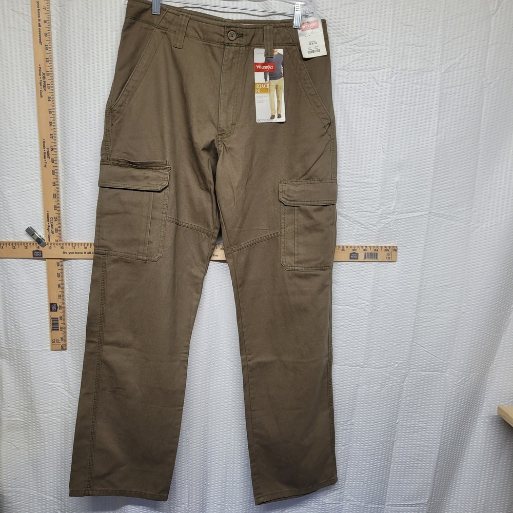 Wrangler Relaxed Fit Cargo Pants Mens 32x32 Brown Straight Leg Twill 70ABTBN